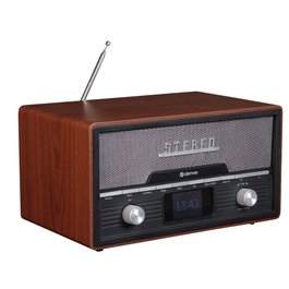 Denver MDA-525DW Reproductor de CD Portátil con Radio DAB+/FM, Bluetooth y Altavoces 10W, Madera