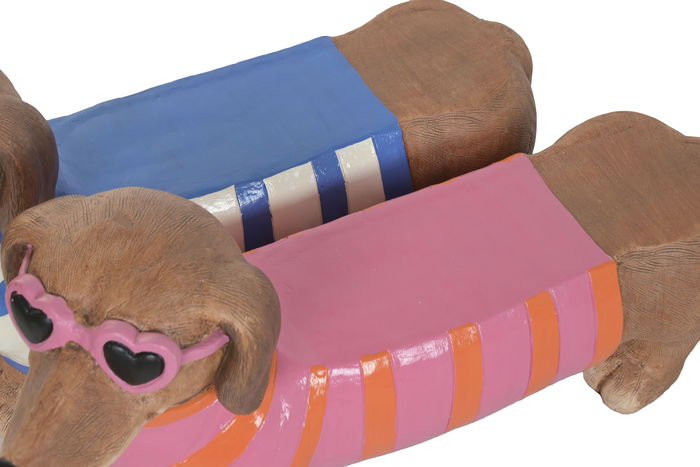 DKD Home Decor Figura Perro Magnesia Naranja Azul 75.5x23x41.5 cm (2 Unidades)