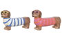 DKD Home Decor Set de 2 Figuras Decorativas de Perro, Magnesia, Naranja y Azul