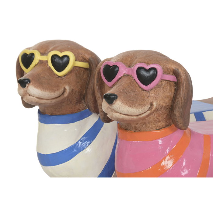 DKD Home Decor Set de 2 Figuras Decorativas de Perro, Magnesia, Naranja y Azul