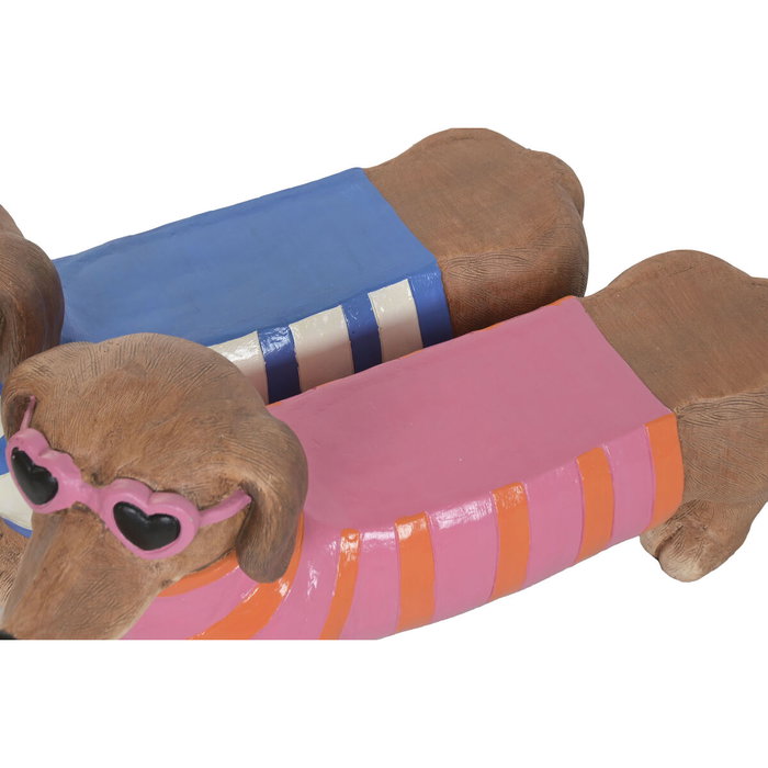 DKD Home Decor Set de 2 Figuras Decorativas de Perro, Magnesia, Naranja y Azul