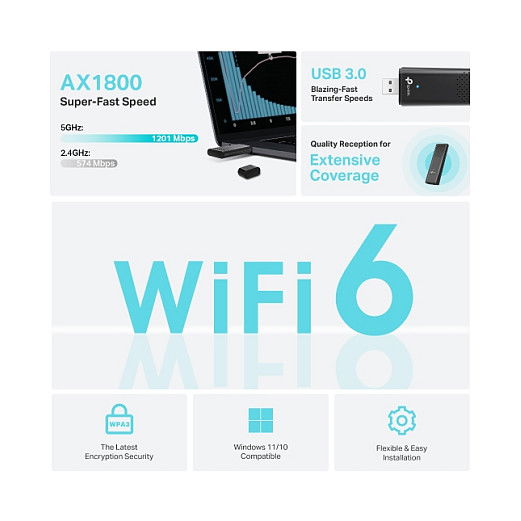 TP-Link Archer TX20U AX1800 Adaptador Wi-Fi USB 3.0 de Doble Banda AX1800