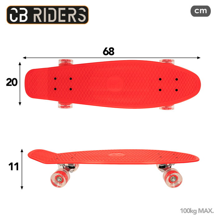 CB Riders Skateboard infantil de 4 ruedas rojo 68 cm CB Riders Skateboard infantil de 4 ruedas rojo 68 cm