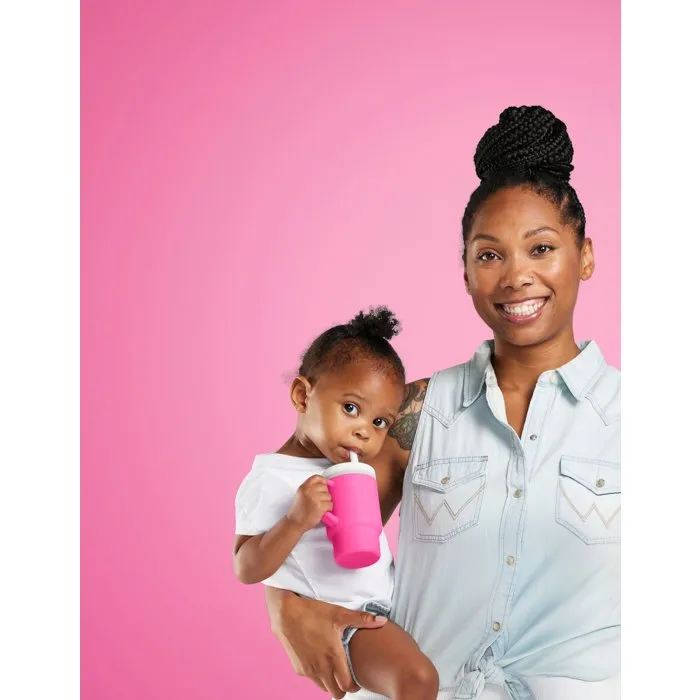 Infantino INF0773554080407 Taza de silicona para bebé y niño, 255 ml, color chicle, mi primera taza