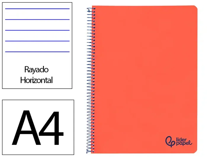 Liderpapel Cuaderno Espiral A4 Wonder Rojo 80 Hojas 90g Liderpapel Cuaderno Espiral A4 Wonder Rojo 80 Hojas 90g