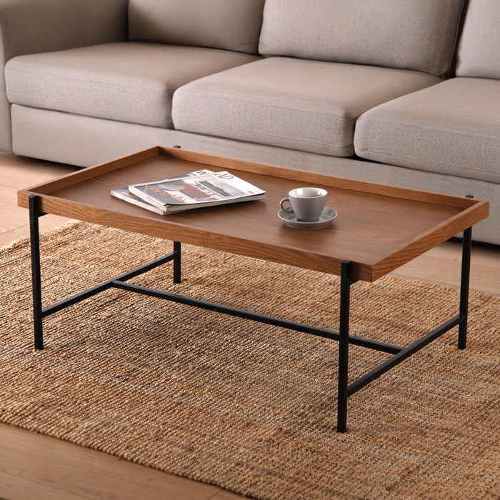 Versa Mesa de Centro Renee Industrial 60x40x100 cm - Madera, Melamina, Metal