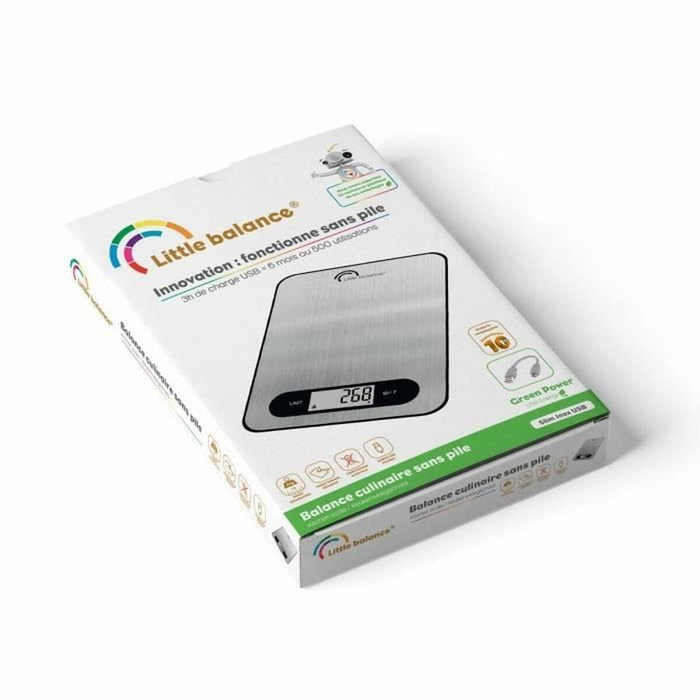 Little Balance Báscula culinaria delgada de acero inoxidable USB Little Balance Báscula culinaria delgada de acero inoxidable USB