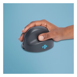 R-Go Ratón Ergonómico Vertical HE Basic para Mano Derecha, Mediano (165-185 mm), Bluetooth 5.0, 1600 DPI, 3 Botones Programables, Recargable, Color Gris