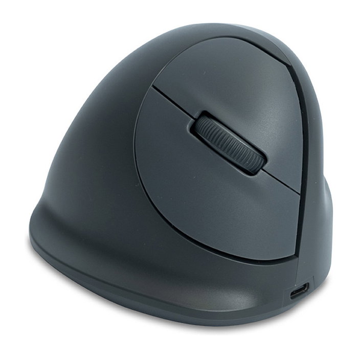 R-Go Ratón Ergonómico Vertical HE Basic para Mano Derecha, Mediano (165-185 mm), Bluetooth 5.0, 1600 DPI, 3 Botones Programables, Recargable, Color Gris