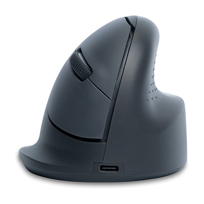 R-Go Ratón Ergonómico Vertical HE Basic para Mano Derecha, Mediano (165-185 mm), Bluetooth 5.0, 1600 DPI, 3 Botones Programables, Recargable, Color Gris