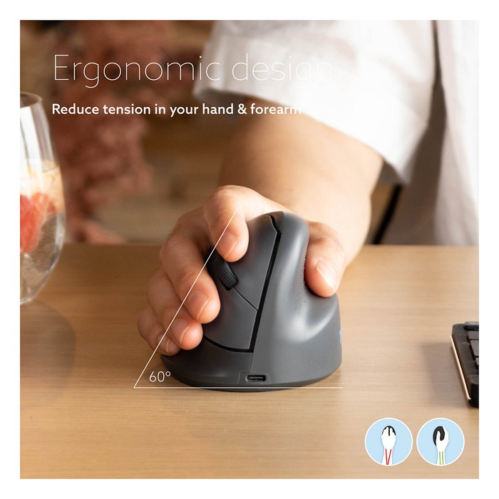 R-GO TOOLS R-GO HE BASIC MEDIUM Ratón Vertical Ergonómico Gris