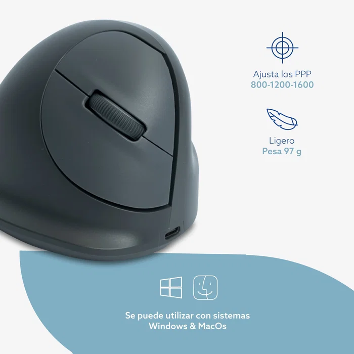 R-GO TOOLS R-GO HE BASIC MEDIUM Ratón Vertical Ergonómico Gris