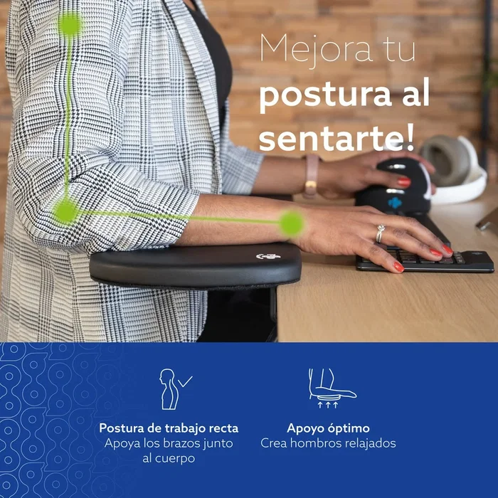 R go tools Reposabrazos Ergonómico RGOARMC Negro Cuero Vegano