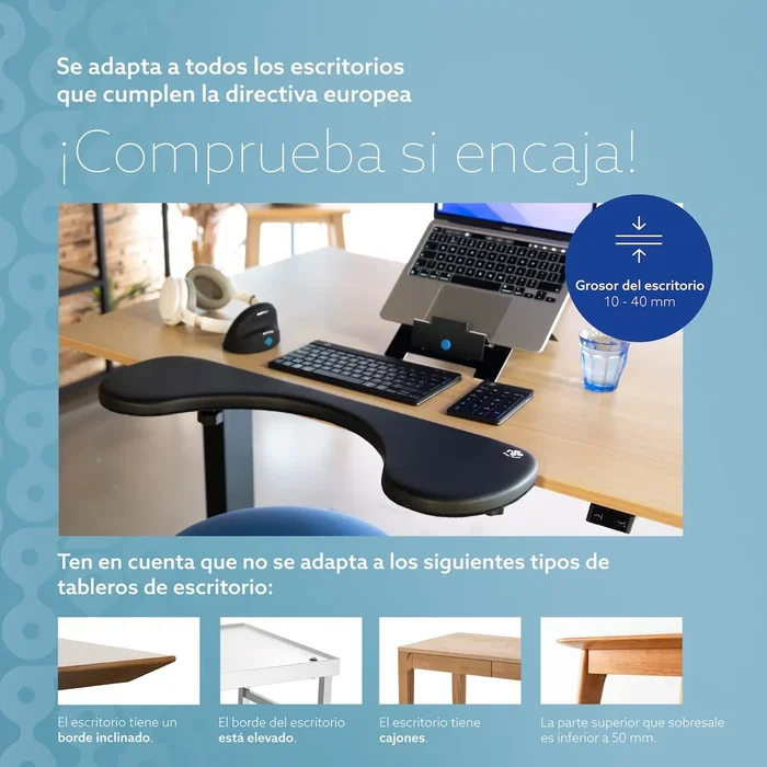 R go tools Reposabrazos Ergonómico RGOARMC Negro Cuero Vegano