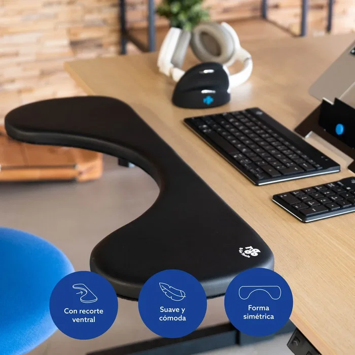 R go tools Reposabrazos Ergonómico RGOARMC Negro Cuero Vegano