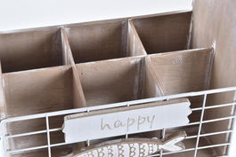 DKD Home Decor Botellero Mediterráneo Pollença Madera y Metal Marrón Blanco 15 x 27 x 26 cm (4 Unidades)