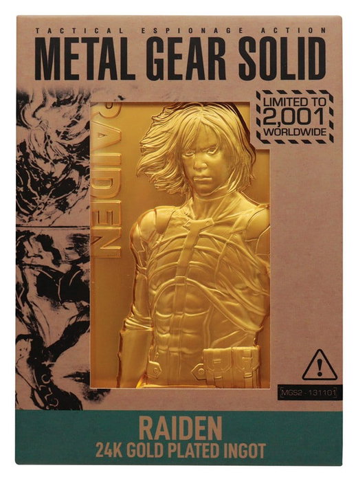 Metal Gear Solid 2 Lingote Raiden 24k Gold Plated Limited Edition