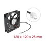 DeLOCK Ventilador axial para PC 120x120x25 mm, 12 cm, 5V DC, 2000 RPM, flujo de aire 1.73 m³/h, negro, modelo 67292