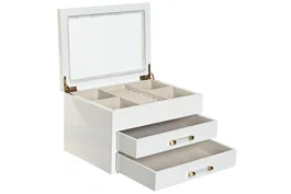 DKD Home Decor Joyero Moderno Blanco Crema 18 x 14 x 23 cm
