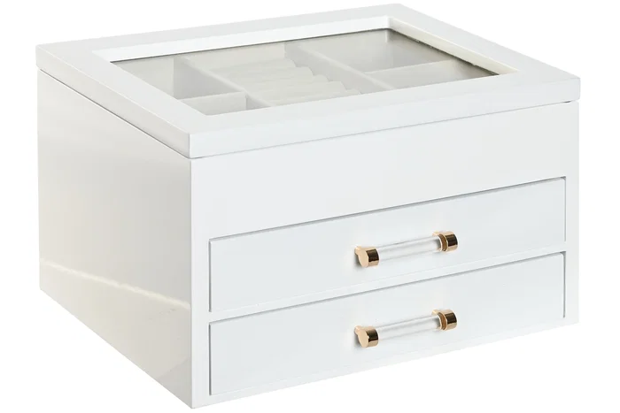 DKD Home Decor Joyero Moderno Blanco Crema 18 x 14 x 23 cm DKD Home Decor Joyero Moderno Blanco Crema 18 x 14 x 23 cm