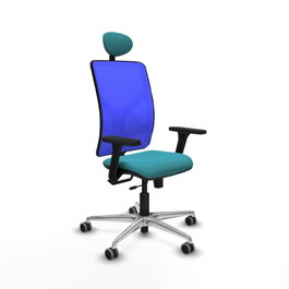 PIQUERAS Y CRESPO Silla de oficina Motilla con mecanismo Sincro/Traslack, Turquesa y Azul