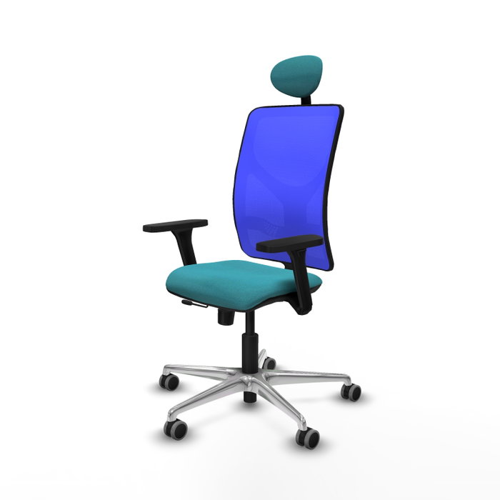 PIQUERAS Y CRESPO Silla de oficina Motilla con mecanismo Sincro/Traslack, Turquesa y Azul