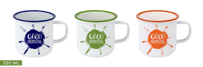 Privilege Mug Esmaltada Blanca con Frases 350ml (Ancho 9 cm, Alto 7.9 cm, Largo 11 cm) (24 Unidades)