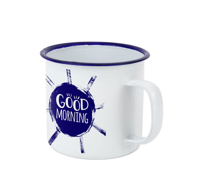Privilege Mug Esmaltada Blanca con Frases 350ml (Ancho 9 cm, Alto 7.9 cm, Largo 11 cm) (24 Unidades)