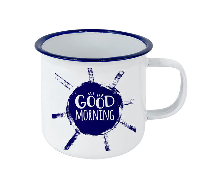 Privilege Mug Esmaltada Blanca con Frases 350ml (Ancho 9 cm, Alto 7.9 cm, Largo 11 cm) (24 Unidades)