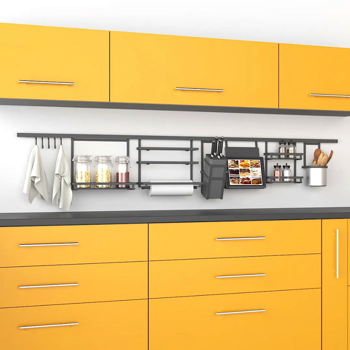 Emuca Perfil para colgar accesorios de cocina Titane, longitud 1.1m, Aluminio y Zamak, Gris antracita