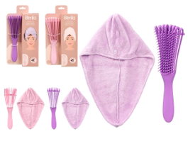 BERILO Set de Cepillo y Toalla Surtido en 2 Colores (Lila y Rosa)