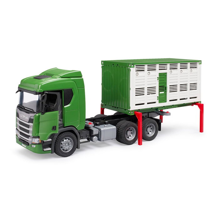Bruder Camión Scania Super 560R Transporte de Ganado con Buey