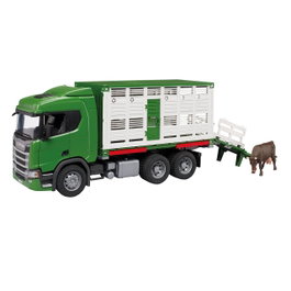 Bruder Scania Super 560R Camión de transporte de ganado con buey