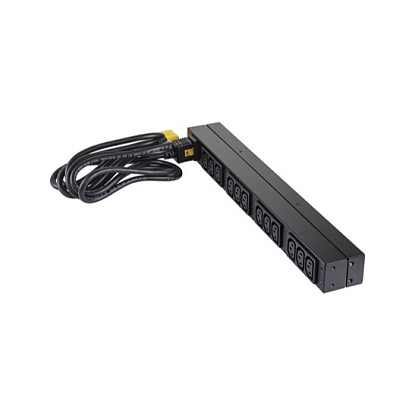 APC AP9565 Rack PDU Básico - 12 Salidas C13, 230V, 16A, Monofásico, Montaje Horizontal/Vertical 0U/1U, Cable 2.5m, Negro