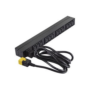 APC AP9565 Rack PDU Básico - 12 Salidas C13, 230V, 16A, Monofásico, Montaje Horizontal/Vertical 0U/1U, Cable 2.5m, Negro