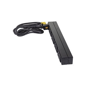 APC AP9565 Rack PDU Básico - 12 Salidas C13, 230V, 16A, Monofásico, Montaje Horizontal/Vertical 0U/1U, Cable 2.5m, Negro