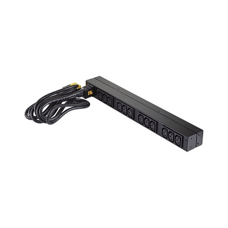 APC AP9565 Rack PDU Básico - 12 Salidas C13, 230V, 16A, Monofásico, Montaje Horizontal/Vertical 0U/1U, Cable 2.5m, Negro