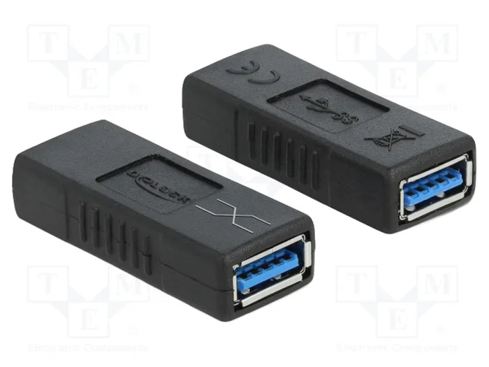 DeLOCK Adaptador USB 3.0 Tipo-A hembra a Tipo-A hembra cruzado Negro DeLOCK Adaptador USB 3.0 Tipo-A hembra a Tipo-A hembra cruzado Negro
