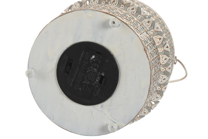 DKD Home Decor Farola Árabe con LED, 14.5 x 19.5 x 14.5 cm, Color Blanco y Dorado, Funciona con 2 Pilas AAA