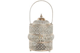 DKD Home Decor Farola Metal Envejecido Blanco y Dorado