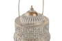 DKD Home Decor Farola Árabe con LED, 14.5 x 19.5 x 14.5 cm, Color Blanco y Dorado, Funciona con 2 Pilas AAA
