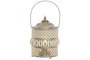 DKD Home Decor Farola Árabe con LED, 14.5 x 19.5 x 14.5 cm, Color Blanco y Dorado, Funciona con 2 Pilas AAA