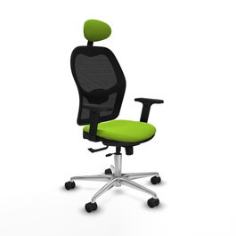 PIQUERAS Y CRESPO Silla de oficina Jorquera con mecanismo Sincro/Traslack color Pistacho y Negro
