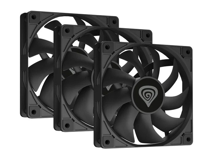 Genesis Oxal 120 - Pack de 3 Ventiladores para Caja de PC 120 mm, 1300 RPM, 22.1 dB, 46.1 CFM, 1.05 mmH2O, Color Negro, 3 Pines