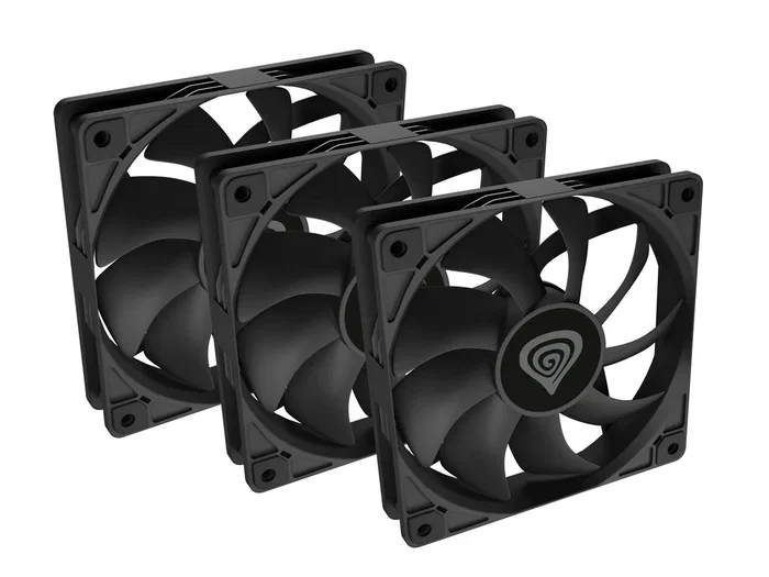 Genesis Oxal 120 - Pack de 3 Ventiladores para Caja de PC 120 mm, 1300 RPM, 22.1 dB, 46.1 CFM, 1.05 mmH2O, Color Negro, 3 Pines