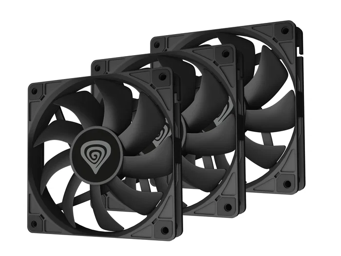 Genesis Oxal 120 - Pack de 3 Ventiladores para Caja de PC 120 mm, 1300 RPM, 22.1 dB, 46.1 CFM, 1.05 mmH2O, Color Negro, 3 Pines