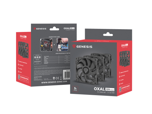 GENESIS Oxal 120 Pack de 3 Ventiladores de 120 mm Negro