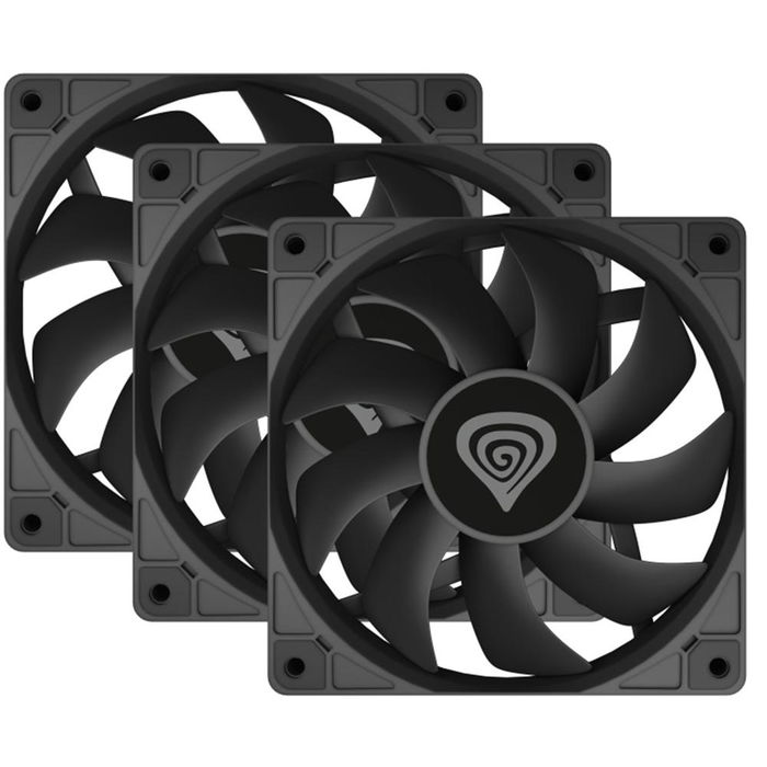 Genesis Oxal Ventilador de Caja 120mm Negro - Pack de 3, 1300 RPM, 46.1 CFM, 22.1 dB, Conector 3 Pines, para PC