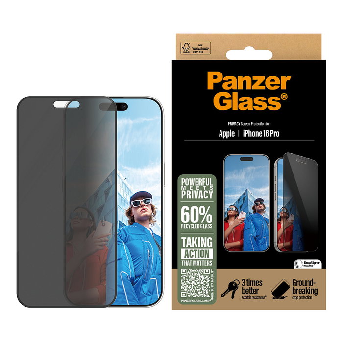 PanzerGlass Protector de Pantalla de Privacidad iPhone 16 Pro Ultra-Wide Fit