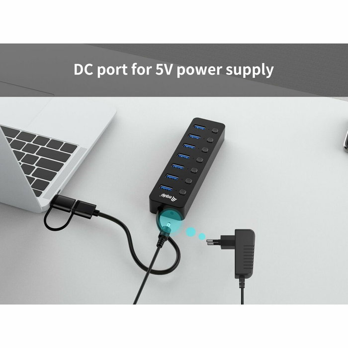 Equip Hub USB-C 7 Puertos USB 3.2 Gen 1 con Interruptores Individuales Equip Hub USB-C 7 Puertos USB 3.2 Gen 1 con Interruptores Individuales